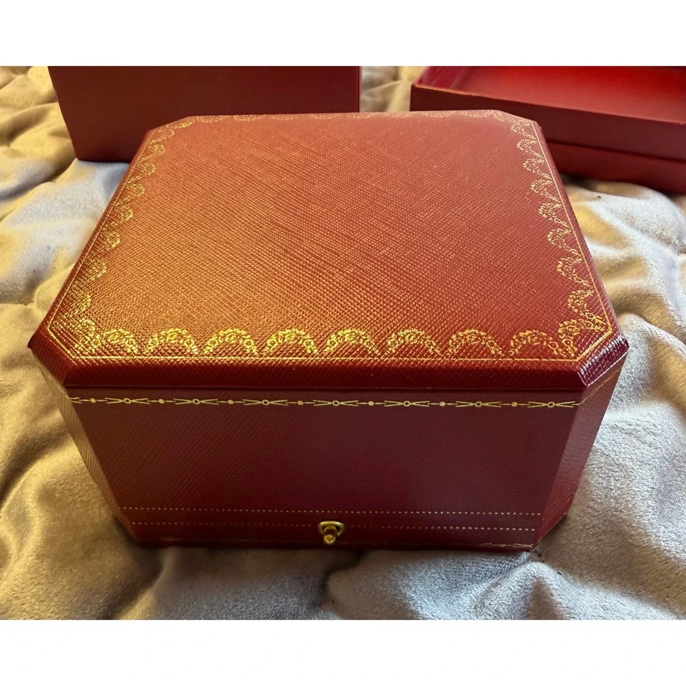 Cartier Red Jewelry Box Set Outer Box Velvet Interior Case Classic Gift Luxury